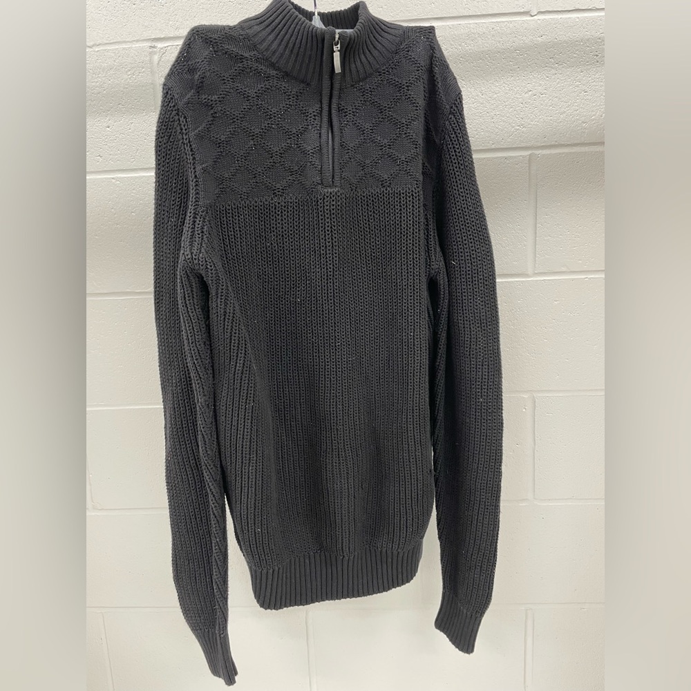 Mens knit black cardigan. 3/4 zip up. Soul of London size small